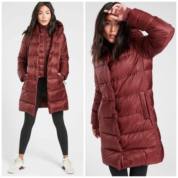 Athleta Jackets \u0026 Coats | Athleta Lofty Goose Down Long Length Red Jacket | Color: Red | Size: L | Emmy0811's Closet